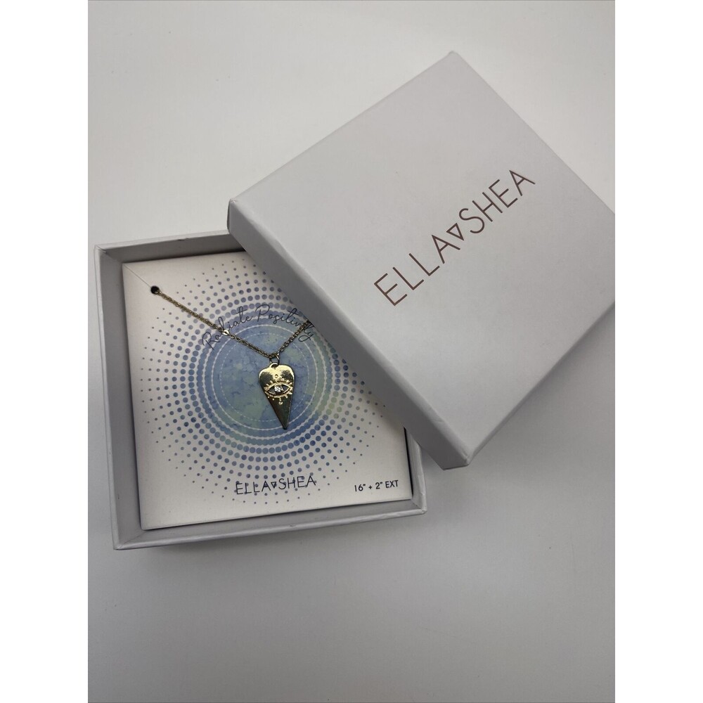 Ella Shea “Radiate Positivity” Gold Tone Eye Necklace New
